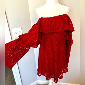 🆕 SUGARLIPS Off-Shoulder Lace Mini Dress